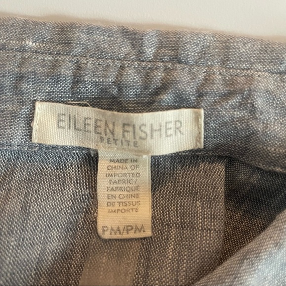 Eileen Fisher 100% linen gray button down shirt organic 20647 - Picture 8 of 9
